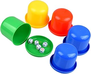 INOOMP 5pcs Cup with Lid Playing Dice D6 Dice Cube Dice Cup Set Dice Game Set Dice Cup with Dice Lining Base Shaker to Stack Game Cup Dice Cup