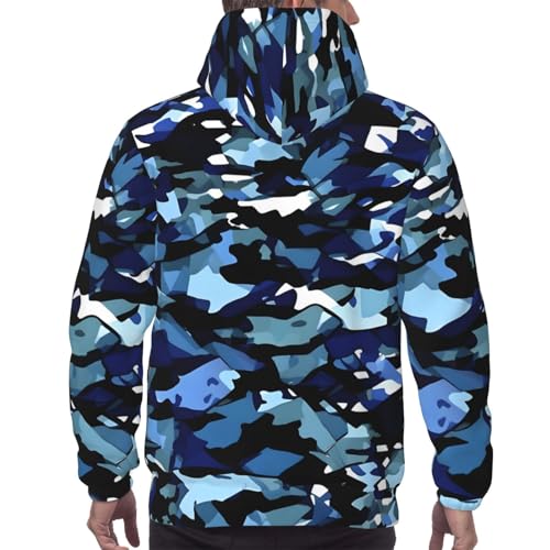 Sweat à capuche bleu imprimé camouflage pull de sport décontracté unisexe - 4