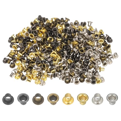 sourcing map 400Pcs Super Tiny Grommets Kit Metal Eyelets 2.5mm/ 1/10 Hole Grommet Self Backing for Shoes Clothes Belt Bag DIY Project, 4 Colors