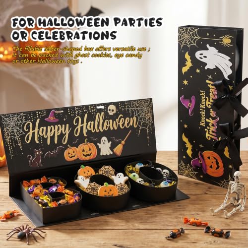Halloween Candy Gift Box, BOO Letter Shaped DIY Fillable with Ribbon Raffia - image 7