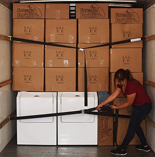 Forearm Forklift Tie Down Strap For Wood Rails - For Securing Rental Truck Loads, 2 Inches Wide X 12' 5" Long, Model Ffshs, Black #TOP4