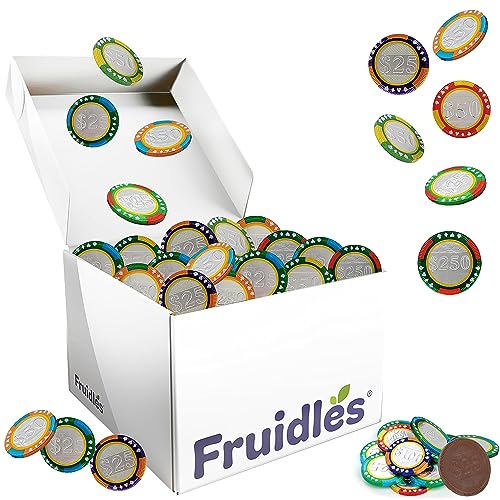 Fruidles Casino Poker Chips, Belgian Milk Chocolate Coins, Kosher Certified Dairy, Non GMO - Bulk (5 Pounds)