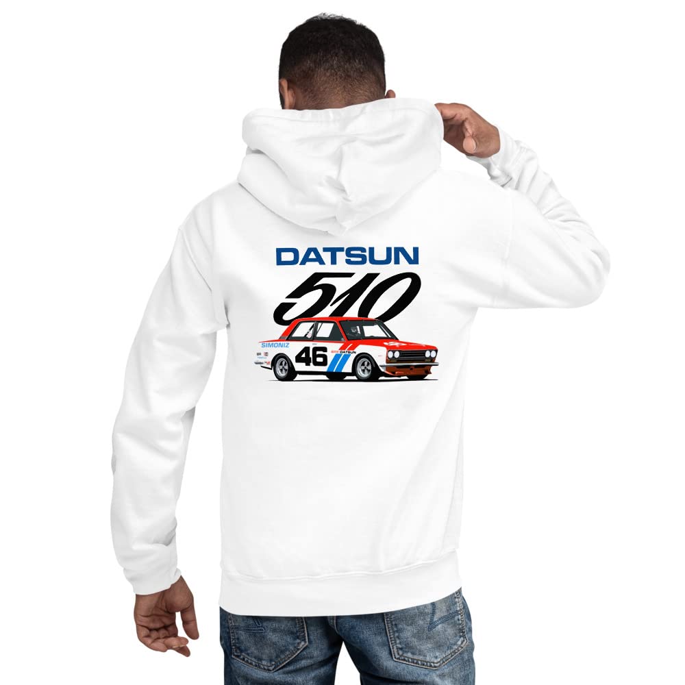 Datsun 510 Vintage Racing #46 Racecar Retro Car Enthusiast Męska bluza z kapturem