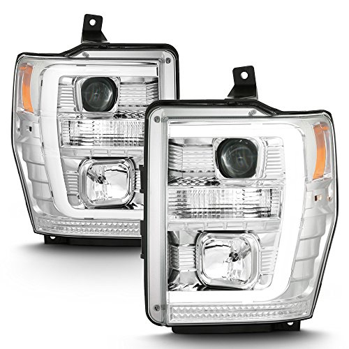ACANII - For 2008 2009 2010 Ford F250 F350 F450 LED Light Tube Projector Headlights Headlamps Driver & Passenger Side