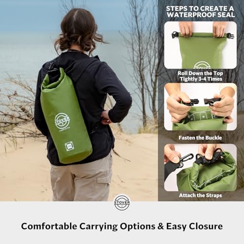Image of 5 /10 /25 /30 /40L Waterproof Dry Bag, Medium Lightweight Roll Top Dry Bag Backpack w /Waterproof Phone Case, Kayaking, Travel, Hiking, Fishing, Tubing, Camping, the Beach, Men /Women (Green)