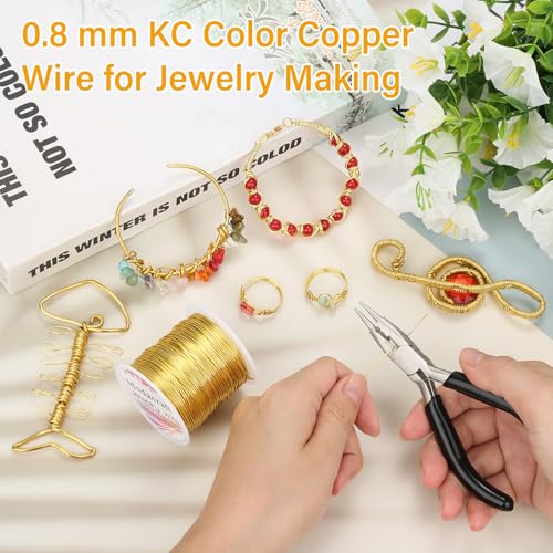 Image of Modacraft 20 Gauge Gold Jewelry Wire & 4-in-1 Pliers Kit - 82FT Tarnish Resistant Copper Craft Wire (0.8mm) for Wire Wrapping, DIY Jewelry Making, Christmas Ornaments & Holiday Decorations