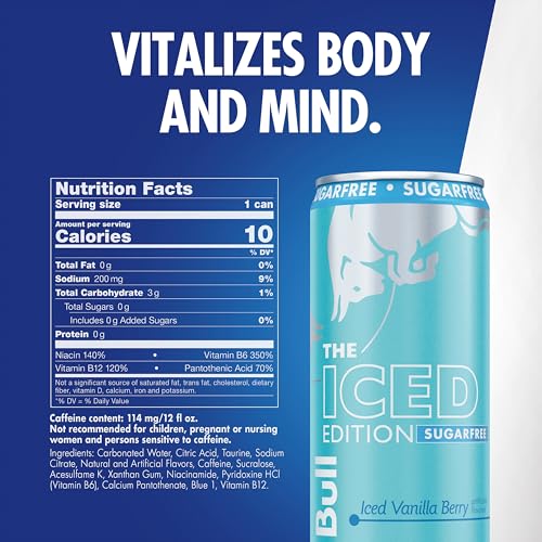 Image of Red Bull Iced Energy Drink, Iced Vanilla Berry, Iced Edition | contains caffeine, taurine, B-vitamins, sweeteners, and water, 12 fl oz, 24 cans (6 packs of 4)