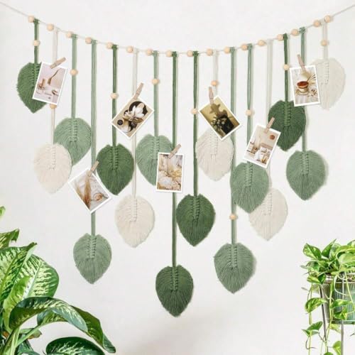 Image of Nostrae by Ekhasa Macrame Wall Hanging Leaves | Boho Wall Hanging Big Size | Handmade Macrame Wall Decor for Bedroom, Living Room, Balcony & Nursery | Boho Theme Home Decor Tapestry