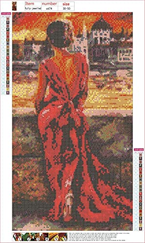 Full Drill Diamond Painting Kits, Diy Diamond Painting Kits For Adults, Beautiful Woman In Red Dress Rhinestone Embroidery Cross Stitch Kits Arts Craft Canvas Wall Decor Stickers Home12X19 Inches #TOP1