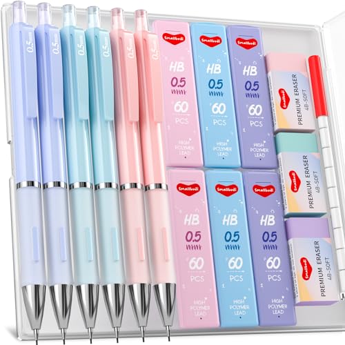 Smallbudi 6PCS 0.5mm Mechanical Pencil Set with Case, Cute Mechanical...