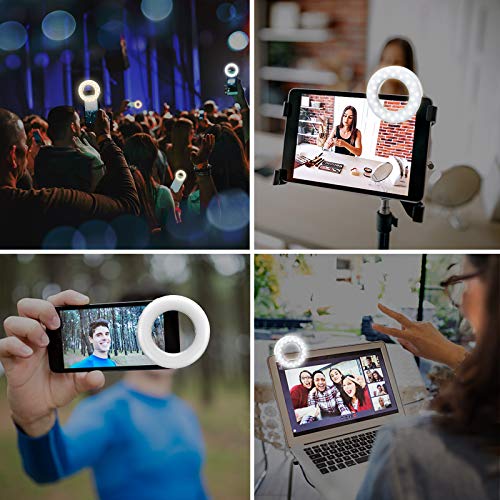 Selfie Ring Licht,etasche Ringlicht Clip on LED Kamera Licht mit 60 LEDs Licht 4 Helligkeitsstufen USB Wiederaufladbar… – Bild 8