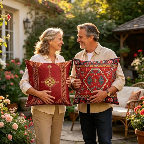 Multicolore ethnique bohémien : housse de coussin pour lit et canapé