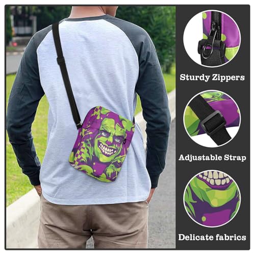 KLL Green Purple Checkered Clown messenger bag for women crossbody Vegan Leather shoulder bag crossbody Casual Shoulder Handbags 6