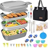 Lonchera hermética con compartimentos y cubiertos baja a su menor precio Toppers Lonchera Adulto, Tuppers Herméticos para Lunch, Fiambrera Termica Bento Box Grande, 1900 ml-8 Compartimentos, Apto...