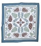 Pine Cone Bandana in Dark Greens and Browns, Hand Printed Handkerchief, 100% Cotton, Hair Scarf, 22