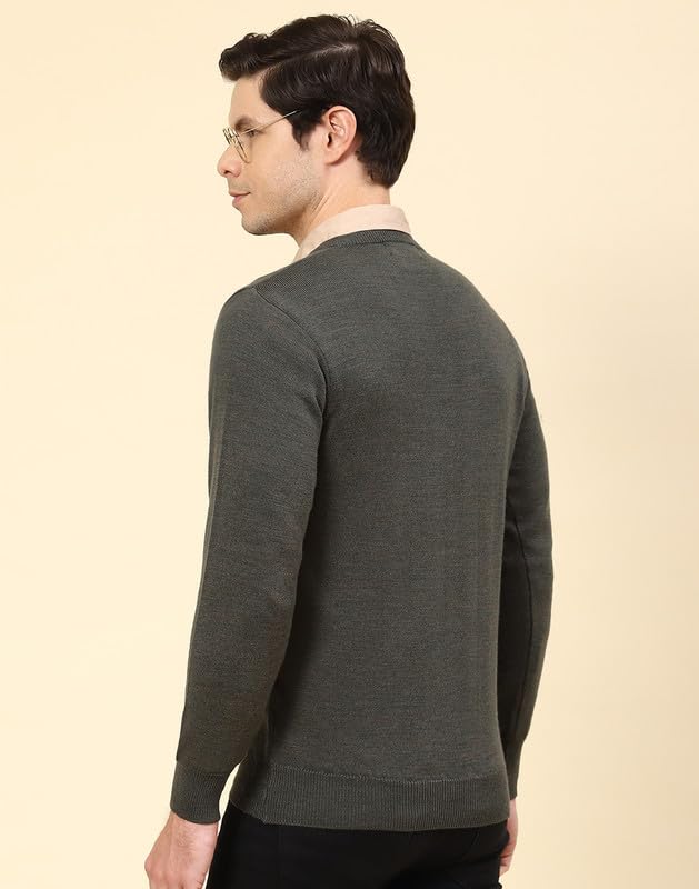 Image of Monte Carlo Shell Solid V Neck Pullover | Warm Woolen Pullover for Men | Soft Comfortable Knitted Winter Wear Sweater for Men's