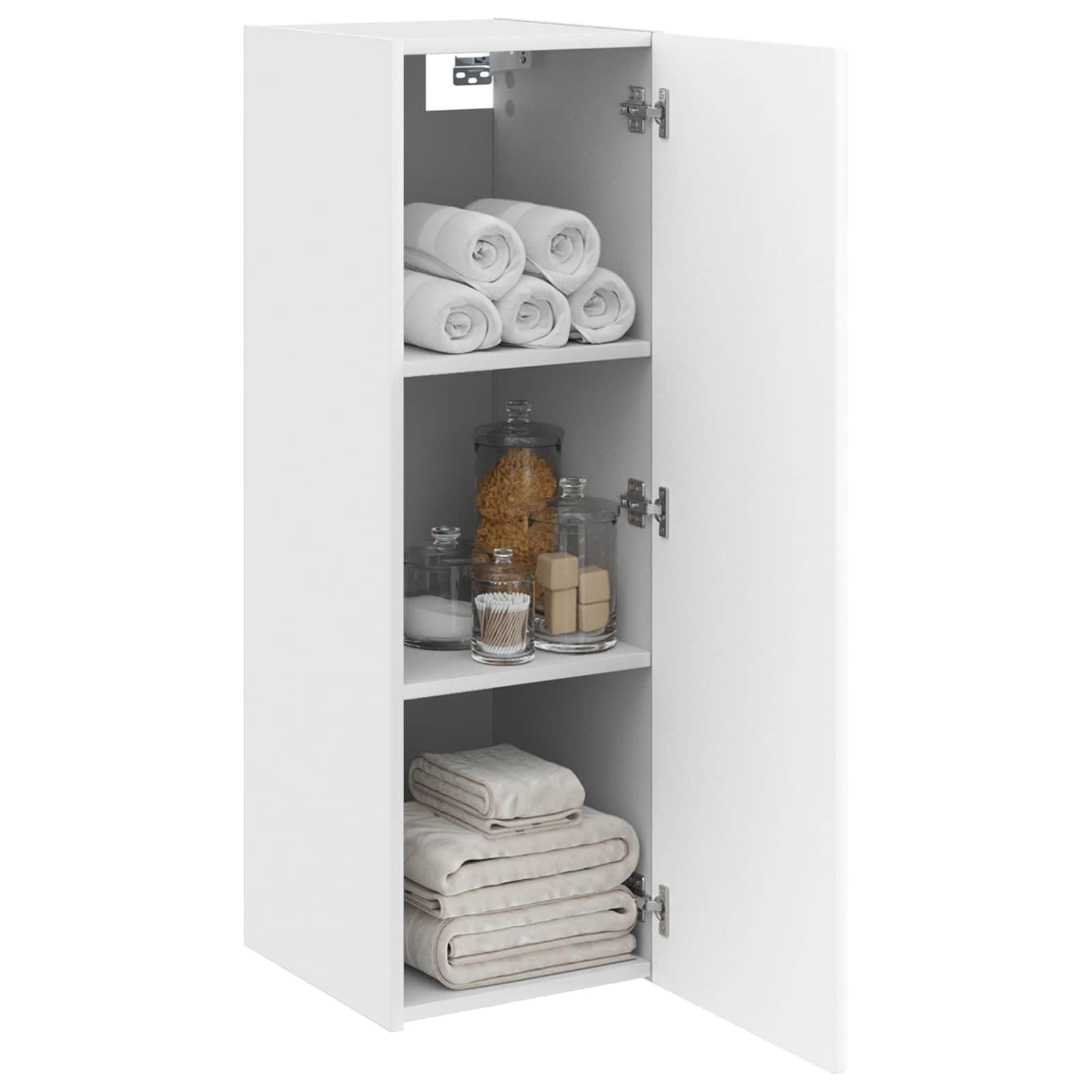 Armadietto da bagno da parete in legno bianco, 33 x 34,5 x 60 cm, con anta e molto spazio per gli ospiti, per ristrutturazione del WC e lavandino