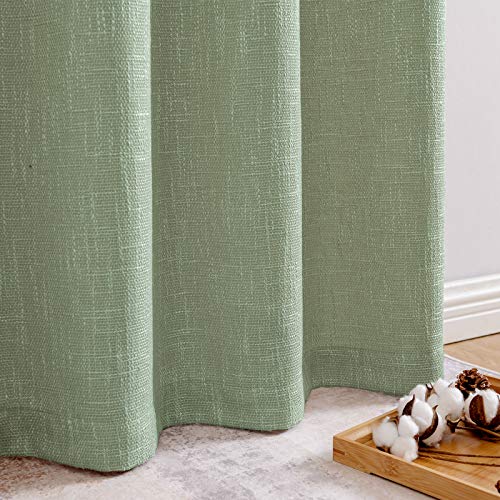 Jinchan Burlap Linen Curtains For Living Room Light Filtering Farmhouse Curtains Grommet Top Window Curtain Panels For Bedroom Room 84 Inch Length 2 Panels Sage Green #TOP4