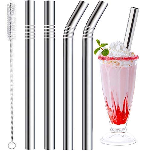 Vinaco Stainless Steel Straws Reusable, 12 Pack 8.5" & 10.5" Metal Straws 0.24" for 20 oz, 32 oz Tumblers