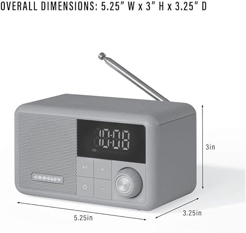 Miniatura 9 de Crosley CR1121A-EB Cooper - Radio AMFM retro, altavoz Bluetooth portátil con entrada auxiliar y pantalla LED, color azul elemental