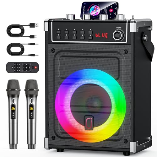 JYX Machine Karaoke Adulte, 380W Puissance, Enceintes Karaoké Professionnelles avec 2 Micro sans Fil et Lumières Fête DJ, Système karaoké Portable...