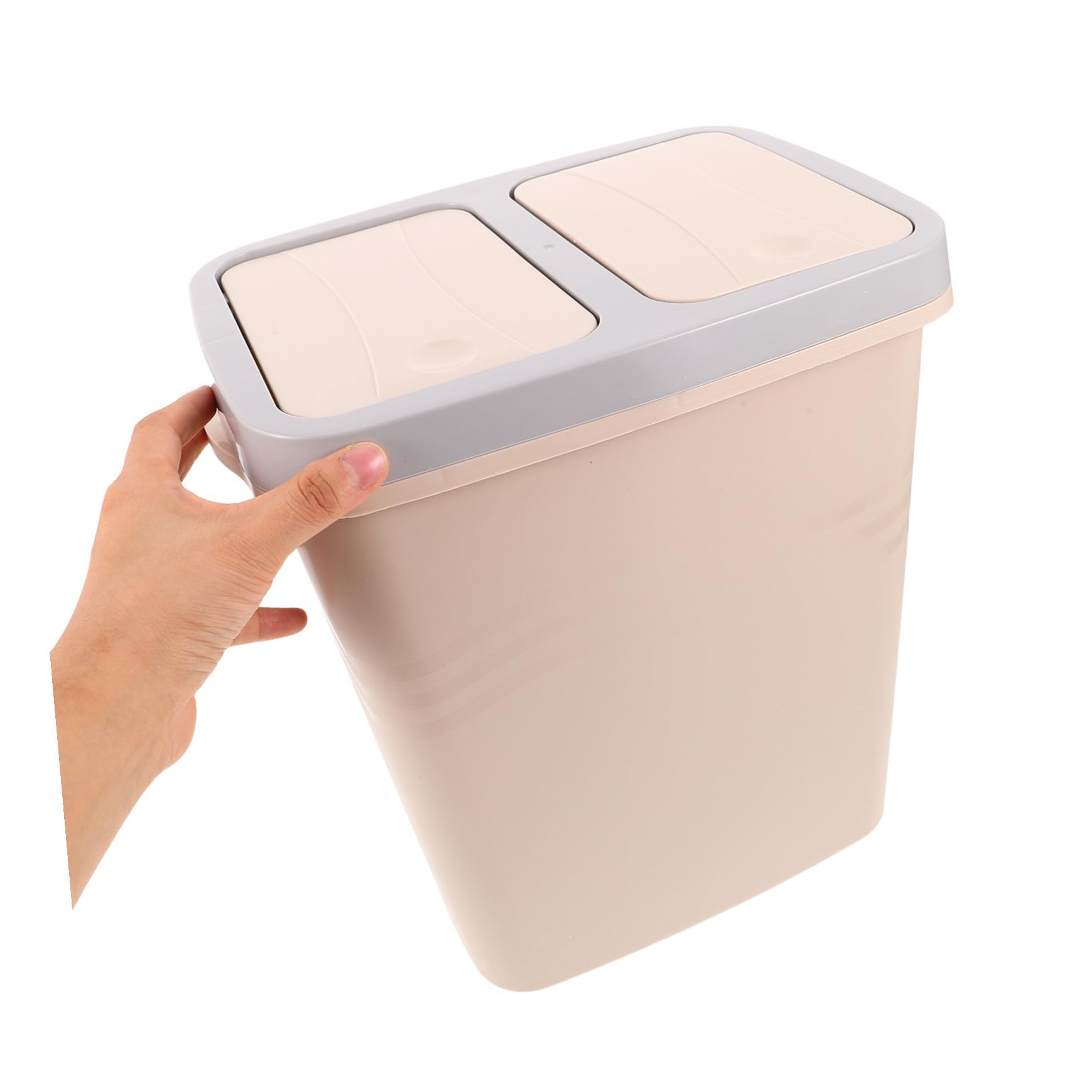 Dwukomorowy Kosz Śmieci z Pokrywą Pionowy Pojemnik Do Segregacji Sucho i Mokro Plastikowy Dwuwarstwowy Kosz Kuchenny Do Recyklingu i Odpadów z Funkcją Otwierania Naciśnięcie