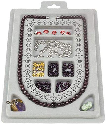 Image of Beadsnfashion Bead Design Beading Board Grey 2 Pcs Combo (6x9 & 9x13 Inch) for Jewellery Making, Bead Organizer Tray with Measuring Scale for Necklace Bracelet DIY Craft Tool