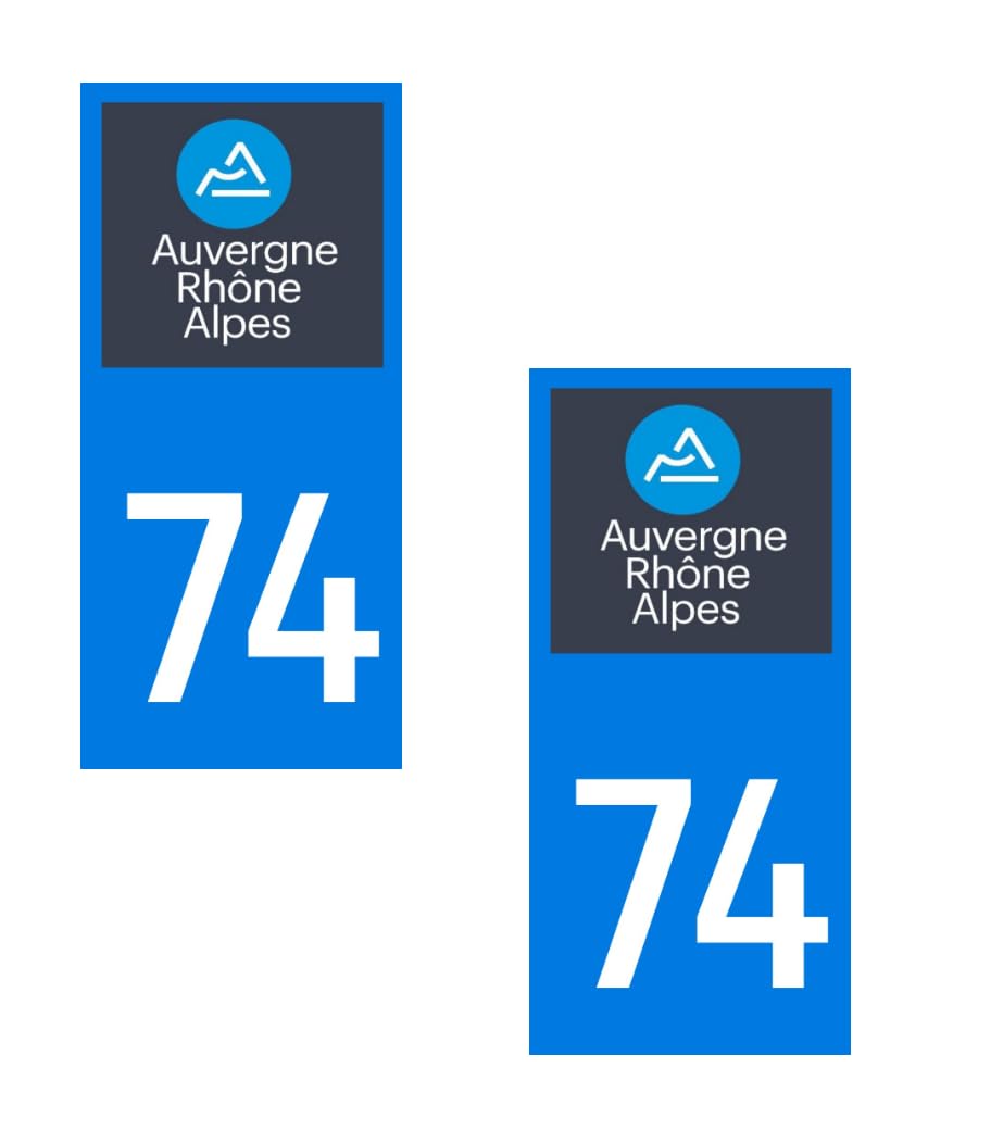 Autocollant Département 74 Haute-Savoie - Sticker Bleu Pour Plaque Immatriculation