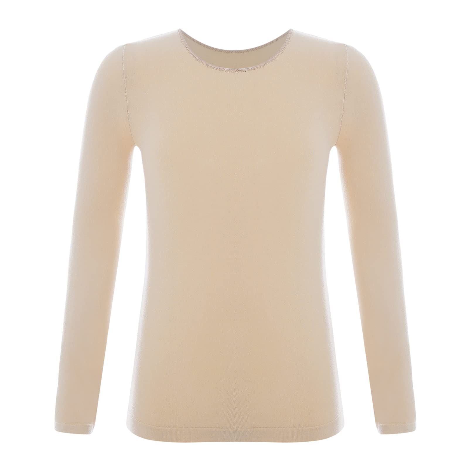 dPois Mädchen Thermo Unterwäsche Langarm Shirt Oberteil Tops Rundhals Thermohemd in Hautfarbe Schwarz Weiß Kinder Tanzkleidung