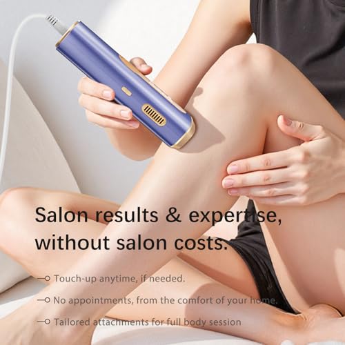Laser Hair Removal, IPL Laser Hair Removal Device for Women & Men, Safe at-Home Nearly Painless 45°F Ice-Cooling Contact, Long-Lasting Result for Full Body & Face, Purple