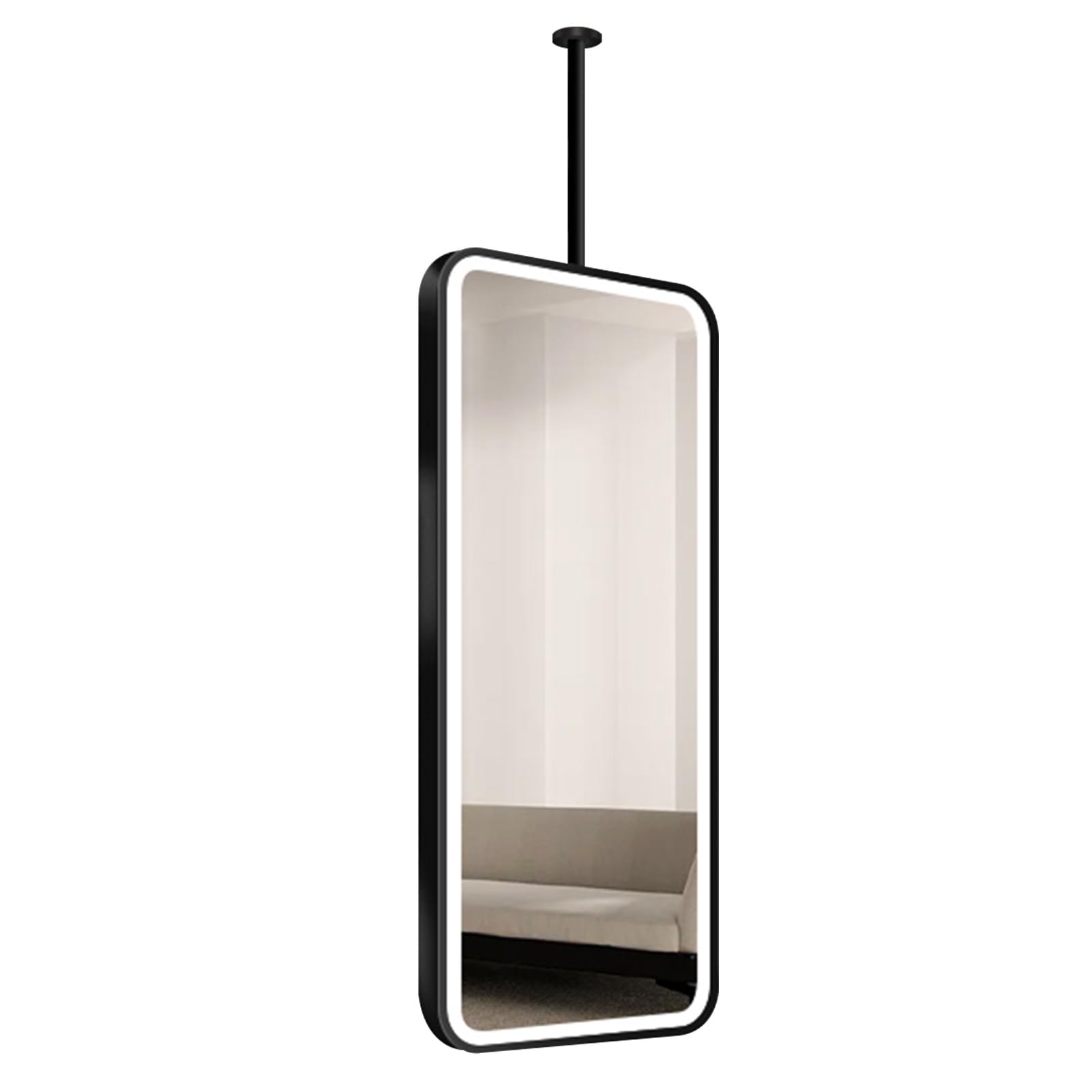 ITOSUI Black Bathroom Mirror with LED Light, Wall Mounted Mirror with Rectangular Metal Frame and Boom, 40x60cm 50x70cm Shatterproof Glass Vanity Makeup Mirror(50cmx60cm)