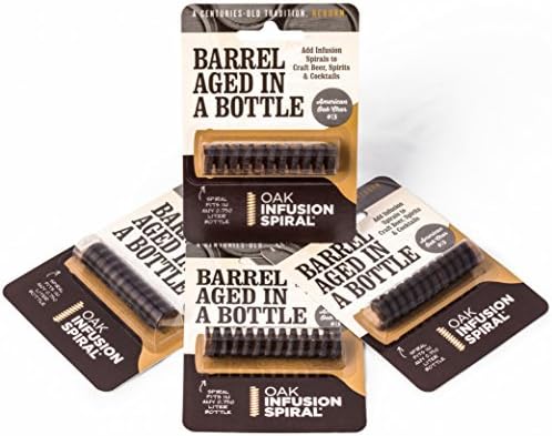 4 Pack - Barrel Aged in a Bottle Oak Infusion Spiral - Barrel Age Whiskey Gin Rum Wine Beer by Oak Infusion Spiral