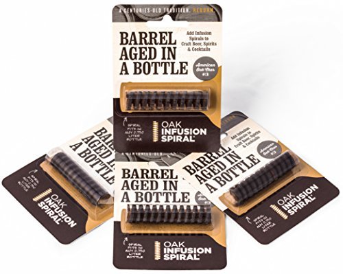 4 Pack - Barrel Aged in a Bottle Oak Infusion Spiral - Barrel Age Whiskey Gin Rum Wine Beer by Oak Infusion Spiral