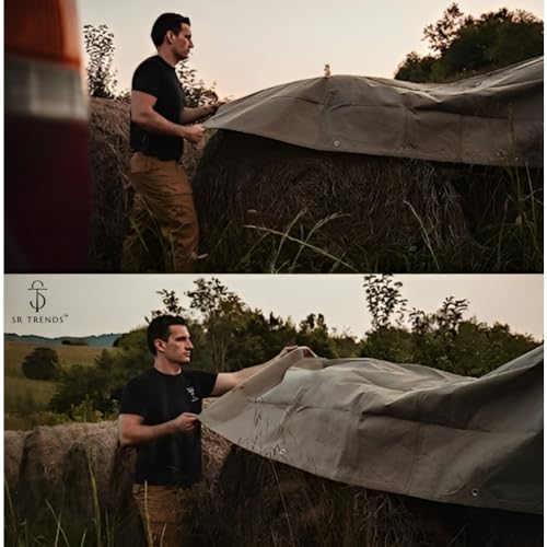 Image of Heavy Duty Tarpaulin 1200GSM Canvas - Commercial Canvas TIRPAL Waterproof- 100% Waterproof Resistance Military Grade- UV Resistant TARP, RUSTPROOF Reinforced Eyelets (Grey, 6 x 6 FT)