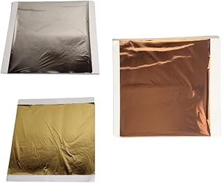 300 Sheets 8X8CM Gold Silver Copper Foil Sheets for Crafts Resin, Gilding, Framing, Nail Art, Craft Supplies - Gold Leaf