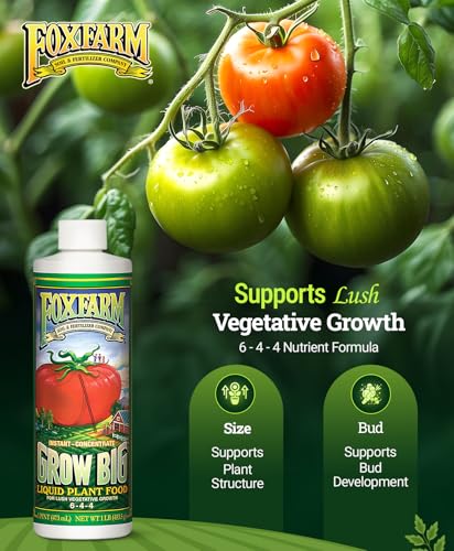 FoxFarm Grow Big Liquid Plant Food - 6-4-4 House Plant Fertilizer for Lush Vegetative Growth, Fast Nutrient Uptake for Roses, Tomatoes & Veggies - Pint Size Concentrate - Image 3