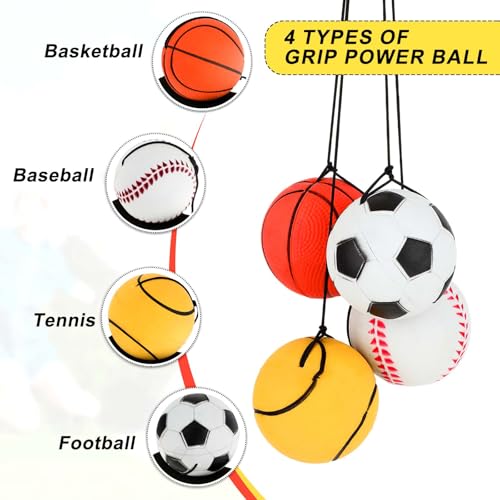 AHQiZFX 4 Stück Handgelenk Return Ball Mit Schnur, Springball, Gummi Rebound Ball, Sport Angelenkball für Kinder Erwachsene Spielen & Handgelenkübungen