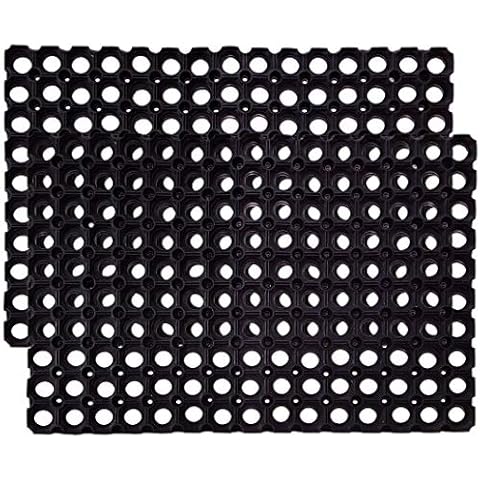 SafetyCare Interlocking Rubber Drainage Floor Mat - Anti-Fatigue - 24 x 16 inches - 2 Mats Cover