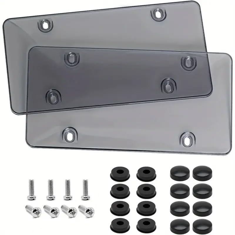 License Plate Frame Cover,Curved Surface Design,2pack- License Plate Protector.Fits Standard 6x12Inches License Plates,Protect Your Front & Back License Plate Frame (Gray)