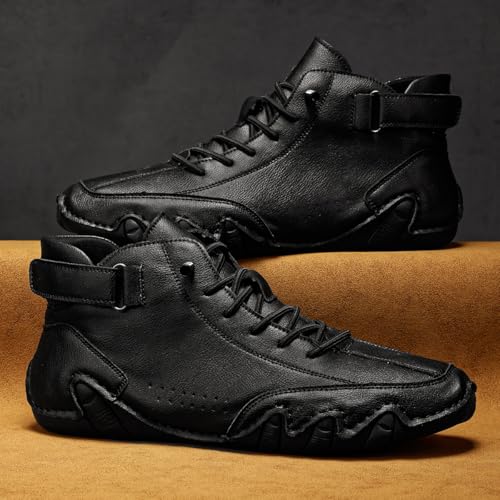 Men's Leather High-Top Sneakers Casual Ankle Boots for Comfort & Style Walking Shoes with Cushioned Latex Insole4