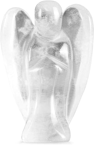 Artistone Figuras de ángel de cristal de opalita de amatista 2 piezas bolsillo de piedras preciosas talladas oración de paz decoración de estatua de