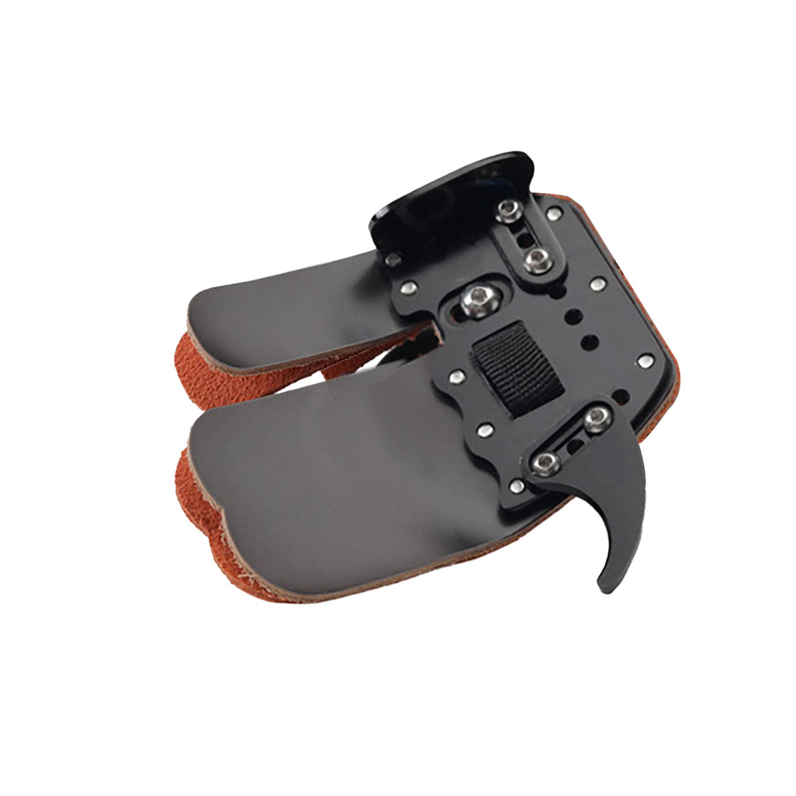 Yuehuamech Archery Finger Tab Shooting Finger Tab Aluminum Plate Cow Leather Adjustable Finger Protector Guard for LH/RH Recurve Bow Archery Competition Hunting