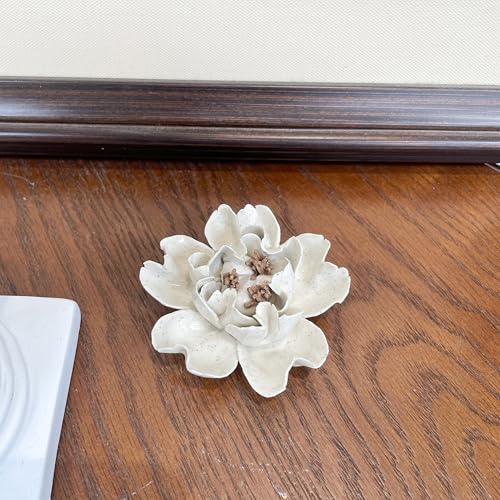 Image of Ceramic Flower Wall Art Decor, Artificial Flower Wall Sculpture,Handmade Ceramic Flowers for Home,Hallway,Living Room, Kitchen,Bathroom (Potted Color,Crape Myrtle, 2.76 inch)