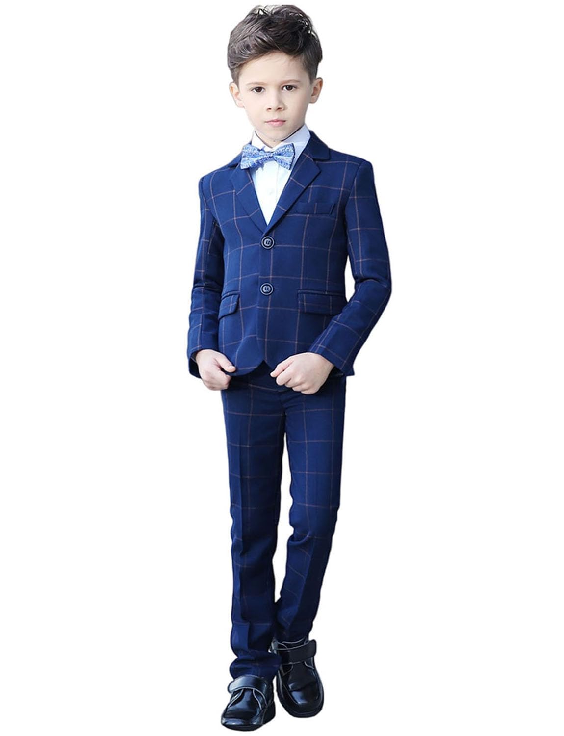 Kromoc Jungen Plaid Dreiteiliger Anzug Zwei Knöpfe Hochzeit Bankett Party Jacke Weste Hose