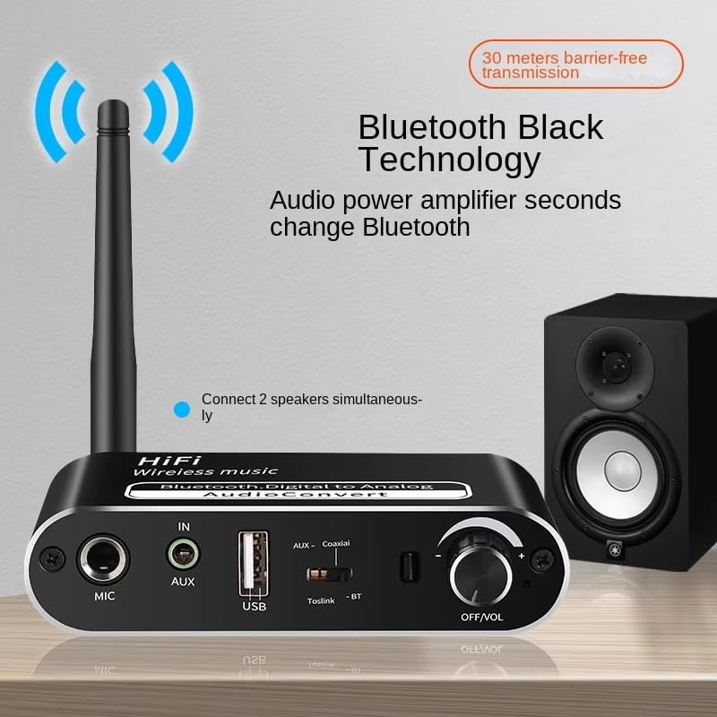 Image of MICROWARE Long Range Bluetooth Audio Adapter, HiFi Wireless Music Receiver, Bluetooth 5.1 Receiver for Wired Speakers or Home Music Stream (Model: T02)
