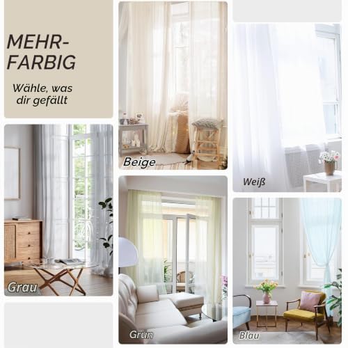 Deconovo Voile Gardinen Transparent mit Stangendurchzug Vorhang Grau – Ansicht 7