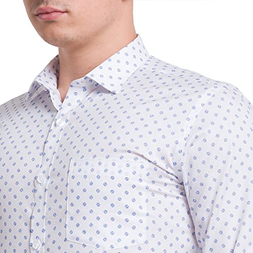 Image of Park Avenue Men's Pure Cotton Print Pattern Slim Fit Semi Cutaway Collar Full Sleeve Formal Shirt