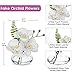 Oairse White Orchids Artificial Flowers Faux Orchids Arrangement in Clear Glass Vases Set of 3 Real Touch Phalaenopsis Orchid Flowers Small Fake Orchid Centerpiece for Dining Room Table