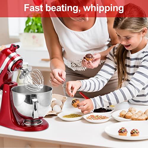 Lawenme K45Ww Wire Whip Attachment Compatible With Kitchenaid 4.5/5 Quart Tilt-Head Stand Mixer, Stainless Steel 6-Wire Whip With Shield, Mixer Parts Accessories Wire Whisk Dishwasher Safe #TOP2