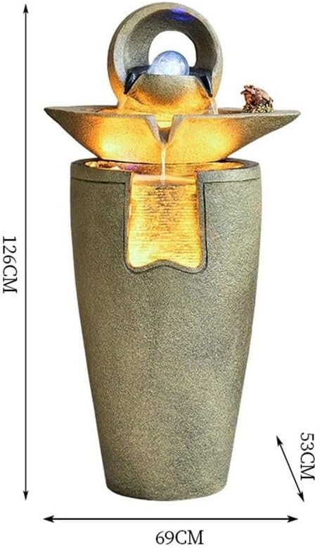 Standing Waterfall Vintage Flowing Ornaments Circulating Water Fountain Floor to Ceiling Living Room Entrance Wealth Attraction Housewarming Gifts Floor Fountain